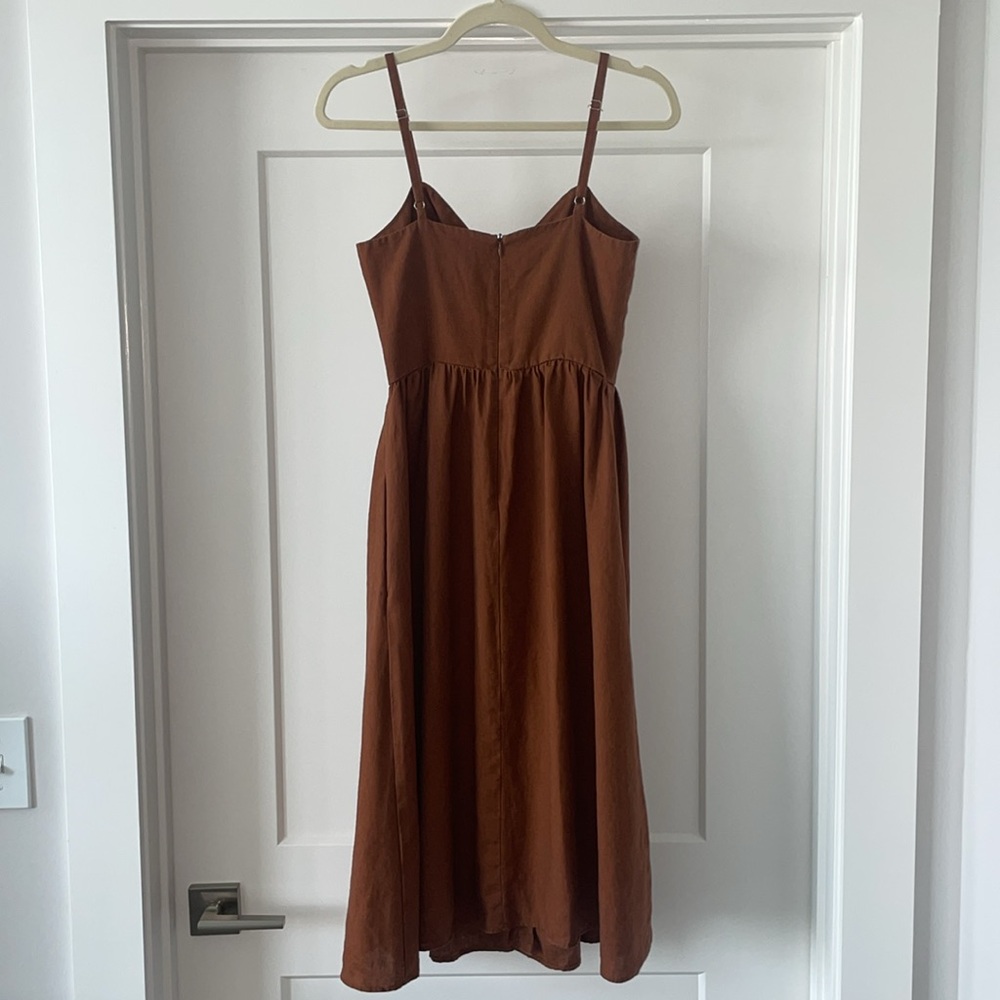 Reformation Thelma midi dress in brown linen size 2 - Picture 5 of 14